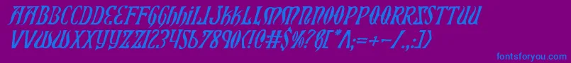Xiphosi-Schriftart – Blaue Schriften auf violettem Hintergrund