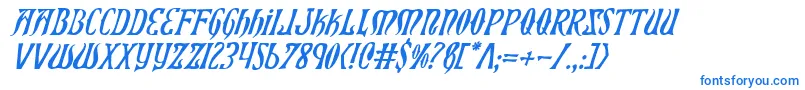 Xiphosi-Schriftart – Blaue Schriften auf weißem Hintergrund