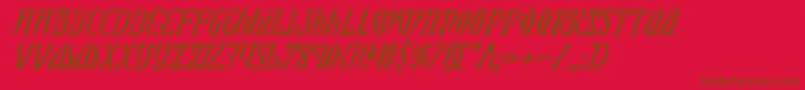 フォントXiphosi – 赤い背景に茶色の文字