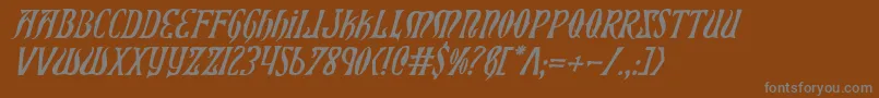 Xiphosi-fontti – harmaat kirjasimet ruskealla taustalla