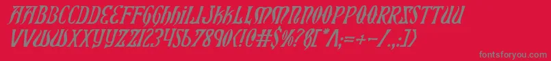Xiphosi-fontti – harmaat kirjasimet punaisella taustalla