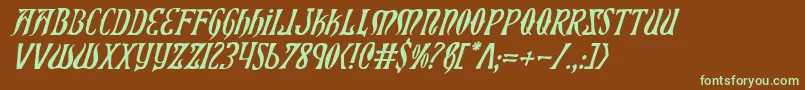 Xiphosi-fontti – vihreät fontit ruskealla taustalla