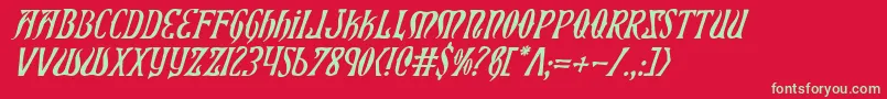 フォントXiphosi – 赤い背景に緑の文字