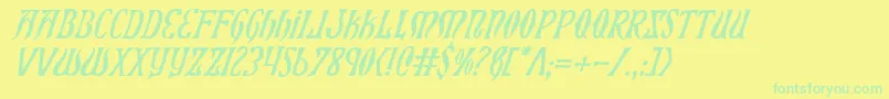 Xiphosi-Schriftart – Grüne Schriften auf gelbem Hintergrund