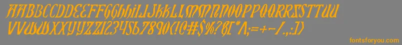 Xiphosi-Schriftart – Orangefarbene Schriften auf grauem Hintergrund