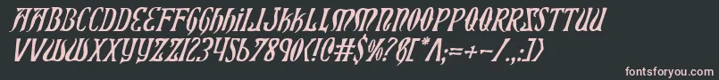Xiphosi-fontti – vaaleanpunaiset fontit mustalla taustalla