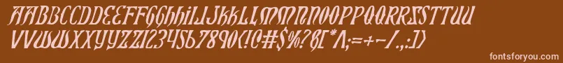 Xiphosi-Schriftart – Rosa Schriften auf braunem Hintergrund