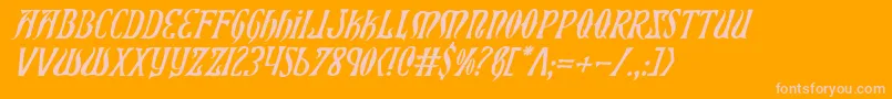 Xiphosi-Schriftart – Rosa Schriften auf orangefarbenem Hintergrund