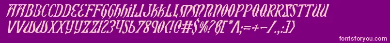 Xiphosi-fontti – vaaleanpunaiset fontit violetilla taustalla