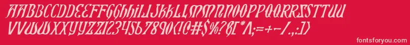 Xiphosi-fontti – vaaleanpunaiset fontit punaisella taustalla