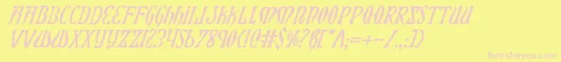 Xiphosi-fontti – vaaleanpunaiset fontit keltaisella taustalla