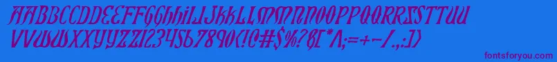 Xiphosi-Schriftart – Violette Schriften auf blauem Hintergrund