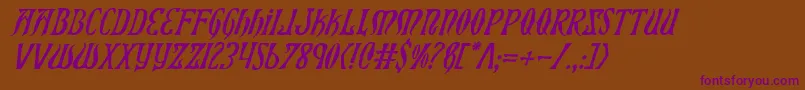 Xiphosi-Schriftart – Violette Schriften auf braunem Hintergrund