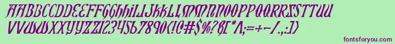 フォントXiphosi – 緑の背景に紫のフォント