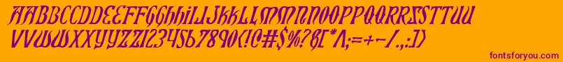 Xiphosi-Schriftart – Violette Schriften auf orangefarbenem Hintergrund