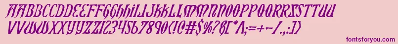 Xiphosi-Schriftart – Violette Schriften auf rosa Hintergrund