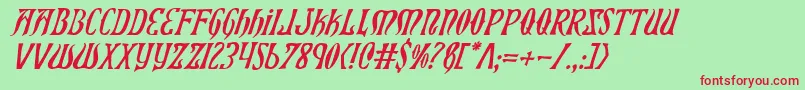 Xiphosi-Schriftart – Rote Schriften auf grünem Hintergrund