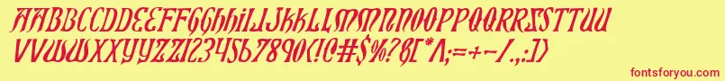 Xiphosi-Schriftart – Rote Schriften auf gelbem Hintergrund