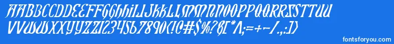 Xiphosi-Schriftart – Weiße Schriften auf blauem Hintergrund