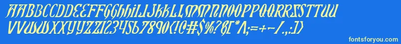Xiphosi Font – Yellow Fonts on Blue Background