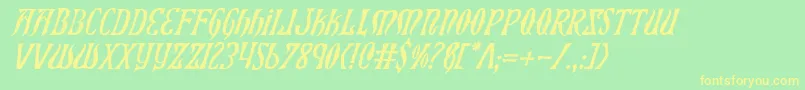 Xiphosi-fontti – keltaiset fontit vihreällä taustalla