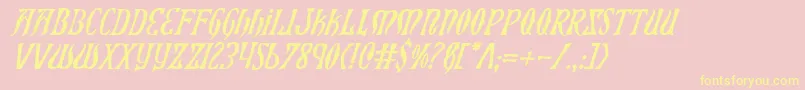 Xiphosi-Schriftart – Gelbe Schriften auf rosa Hintergrund