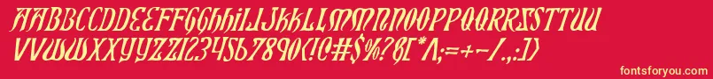 Xiphosi-fontti – keltaiset fontit punaisella taustalla
