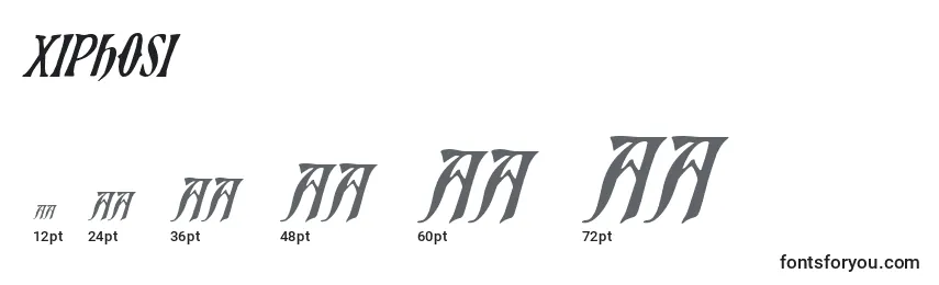 Размеры шрифта Xiphosi