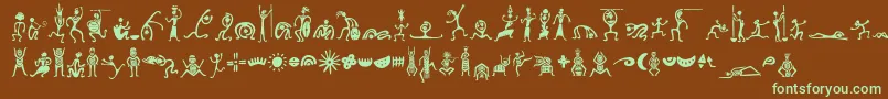 Minipicszafrica-Schriftart – Grüne Schriften auf braunem Hintergrund