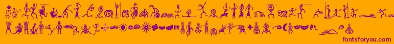 Minipicszafrica-Schriftart – Violette Schriften auf orangefarbenem Hintergrund
