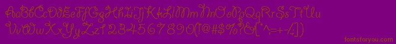 Yahoossk-Schriftart – Braune Schriften auf violettem Hintergrund