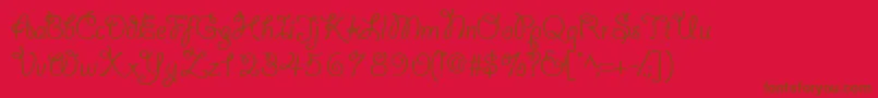 Yahoossk-Schriftart – Braune Schriften auf rotem Hintergrund
