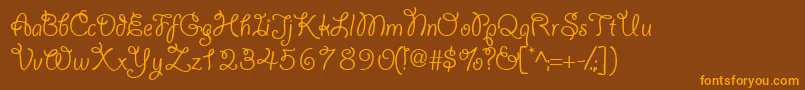 Yahoossk-Schriftart – Orangefarbene Schriften auf braunem Hintergrund