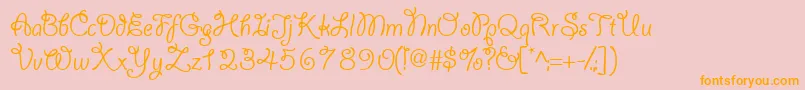 Yahoossk-Schriftart – Orangefarbene Schriften auf rosa Hintergrund