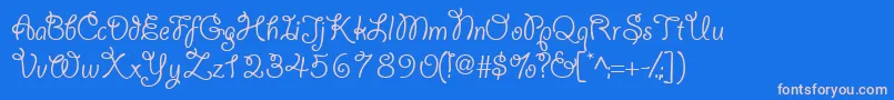 Yahoossk-Schriftart – Rosa Schriften auf blauem Hintergrund