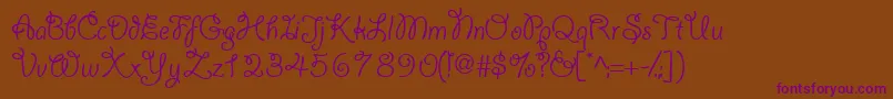 Yahoossk-Schriftart – Violette Schriften auf braunem Hintergrund