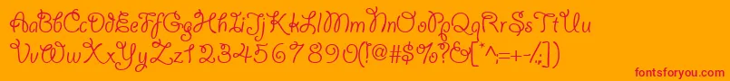 Yahoossk-Schriftart – Rote Schriften auf orangefarbenem Hintergrund