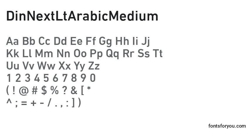 Czcionka DinNextLtArabicMedium – alfabet, cyfry, specjalne znaki