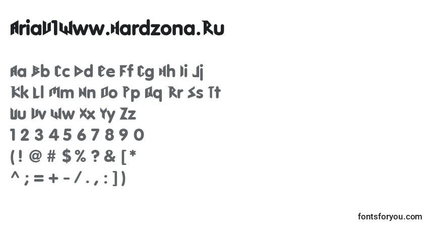 Fuente AriaV1Www.Hardzona.Ru - alfabeto, números, caracteres especiales