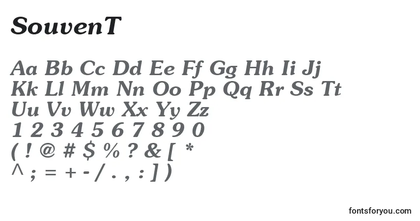 Schriftart SouvenT – Alphabet, Zahlen, spezielle Symbole