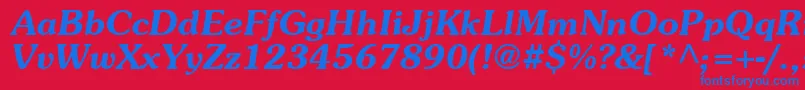 SouvenT Font – Blue Fonts on Red Background