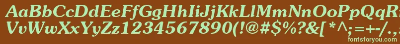 フォントSouvenT – 緑色の文字が茶色の背景にあります。