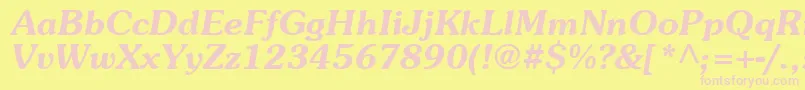 SouvenT-fontti – vaaleanpunaiset fontit keltaisella taustalla