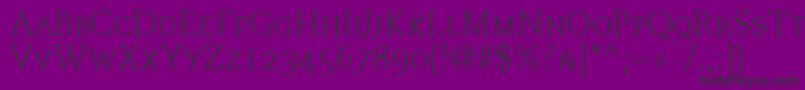 PmnCaecilia45LightSmallCapsOldstyleFigures-Schriftart – Schwarze Schriften auf violettem Hintergrund