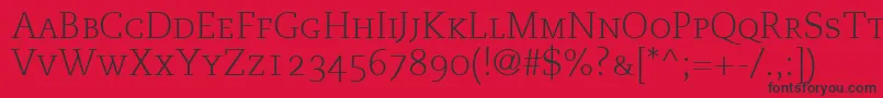 PmnCaecilia45LightSmallCapsOldstyleFigures Font – Black Fonts on Red Background