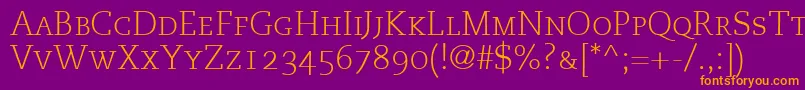 PmnCaecilia45LightSmallCapsOldstyleFigures Font – Orange Fonts on Purple Background