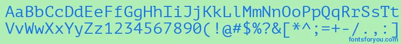 フォントPtMono – 青い文字は緑の背景です。