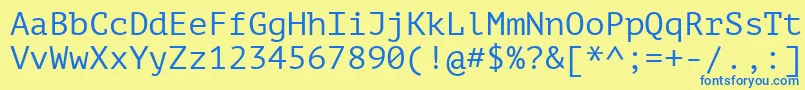 フォントPtMono – 青い文字が黄色の背景にあります。