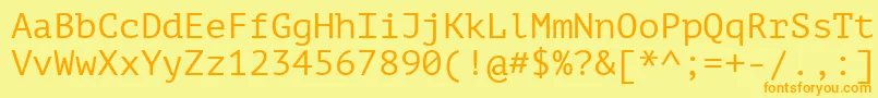 PtMono-Schriftart – Orangefarbene Schriften auf gelbem Hintergrund