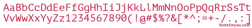 フォントPtMono – 白い背景に赤い文字